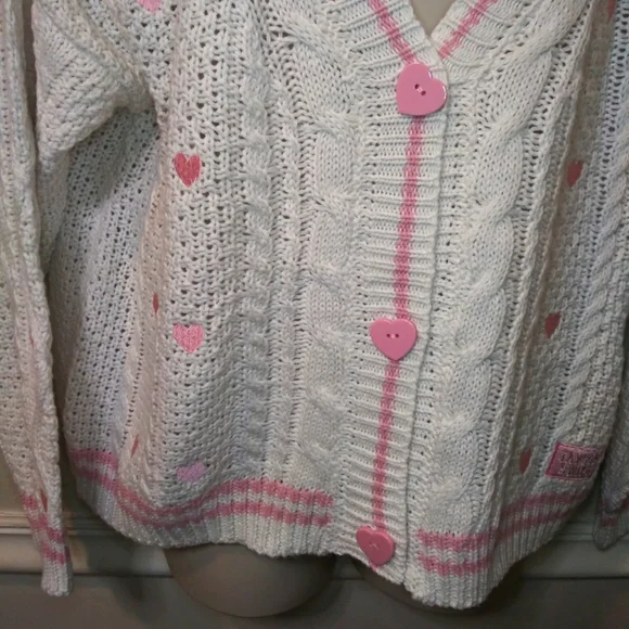 Taylor Swift Lover Pink & White Heart Decorated Valentine's Sweater - Picture 2 of 7